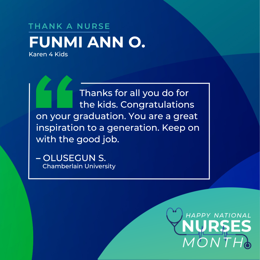 Message thanking a nurse